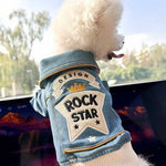 Handsome Rock Embroidered Denim Coat for Small Dogs