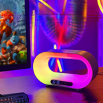 3-in-1 Smart LED Night Light with RGB Desk Lamp, Wireless Charger & Alarm Clock