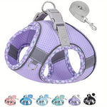 Reflective Plaid Dog Harness with Leash