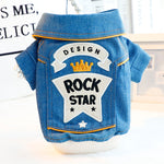 Handsome Rock Embroidered Denim Coat for Small Dogs